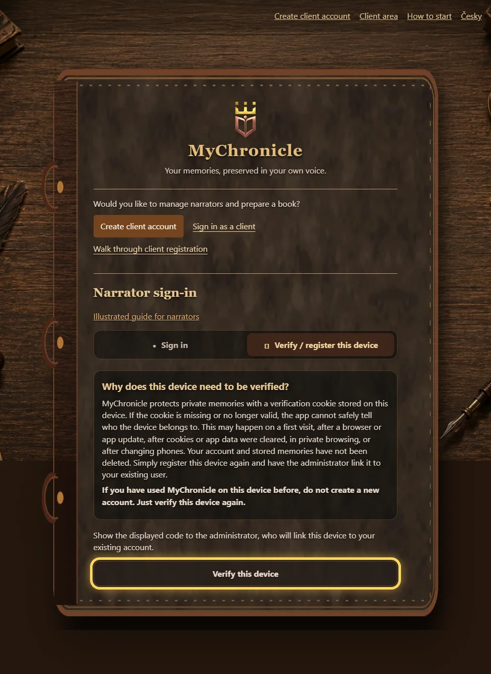 Older-device verification on the home page