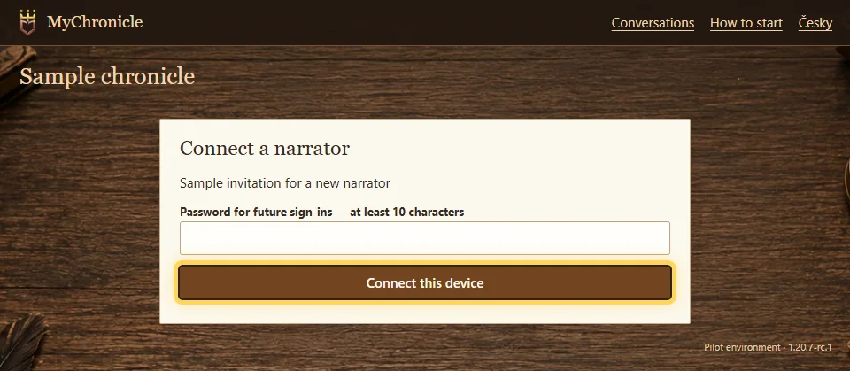 Narrator connection form after a one-time invitation
